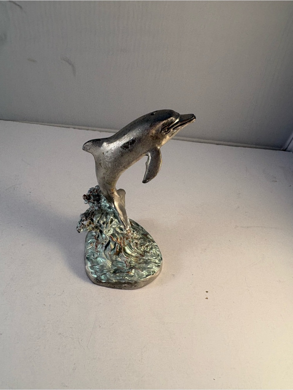 1993 Pewter Dolphin Peter Sedlow Sculpture Signed Leaping Porpoise Masterworks
